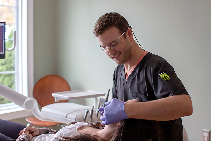 Dr. Barnhart with patient